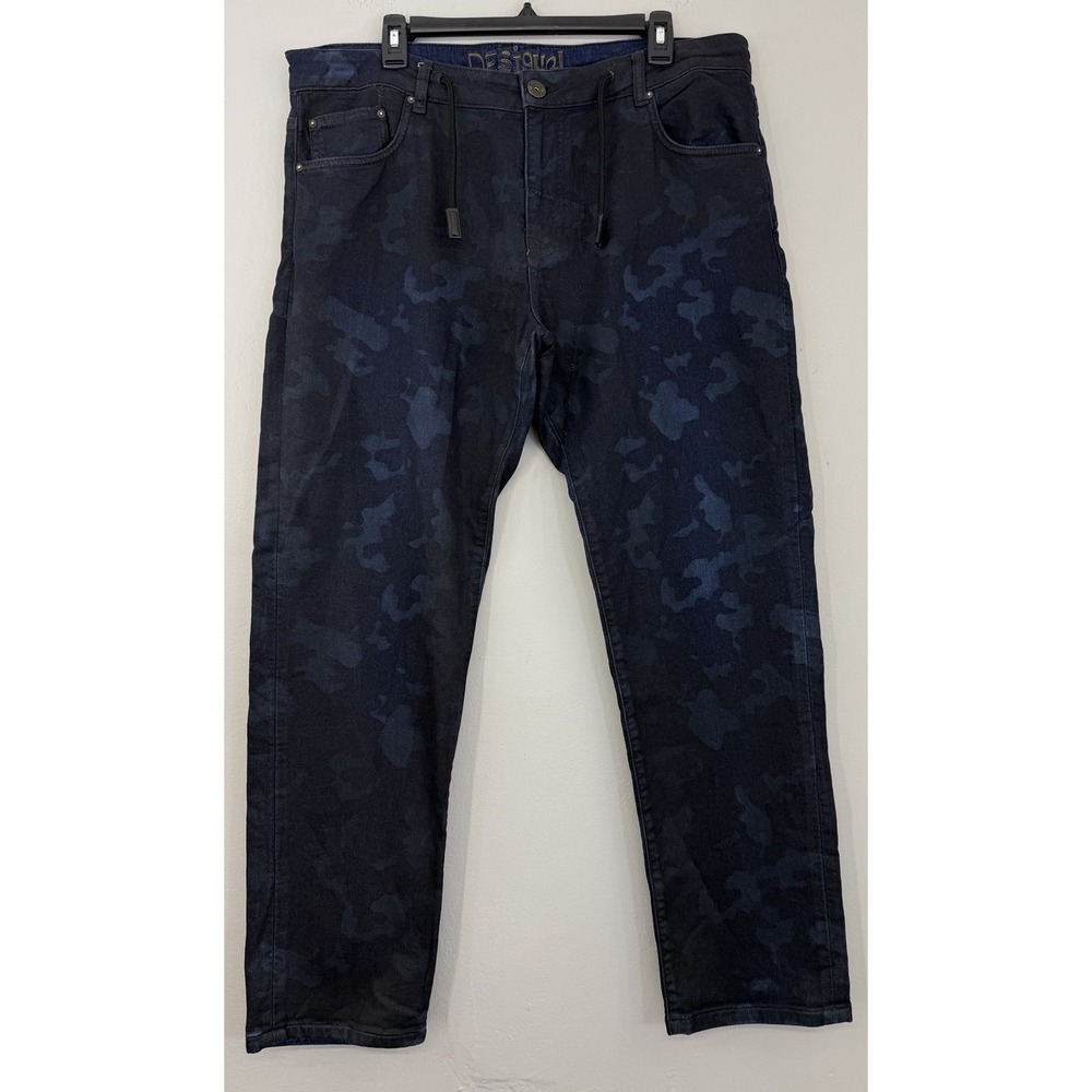 Desiqual Camo Jean Pants Men's Fits 36x29.5 Soft Terry Stretch Feel Drawstring